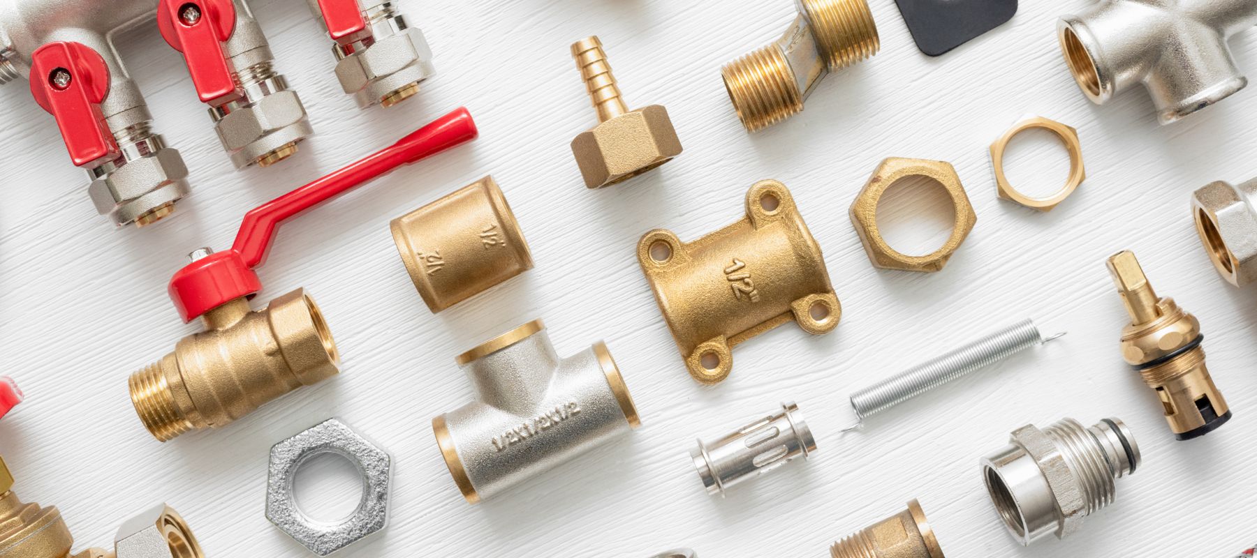close up of plumbing fittings and valves